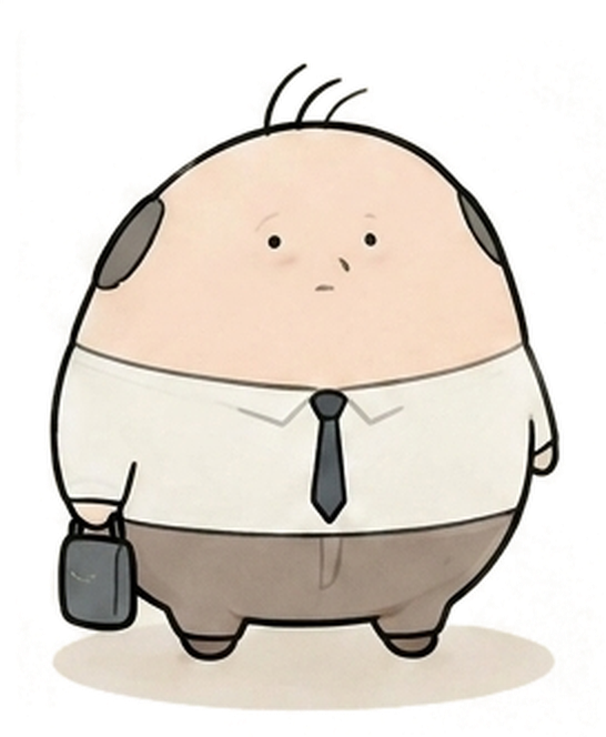 ブリーフケースを持って立つぱっぷん