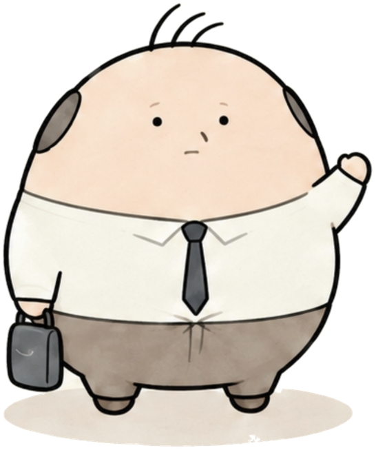 ブリーフケースを持って手をふるぱっぷん